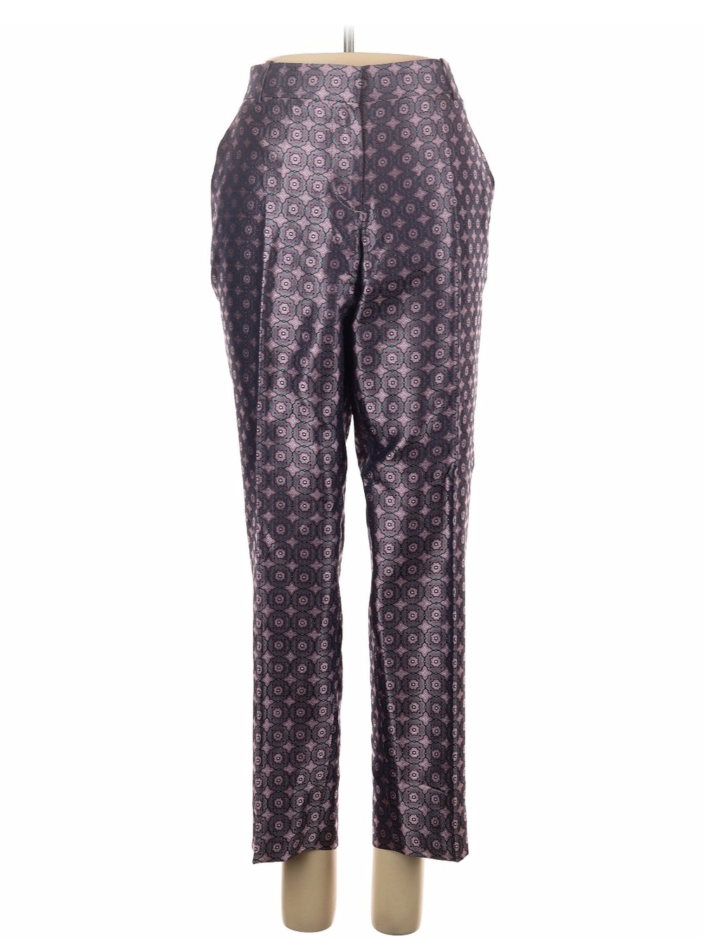 J. Crew Collection 100% Silk Purple Printed Ankle Pants